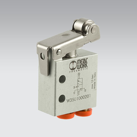 VME1-02 NC Ø 4 W3501000200 METAL WORK - Концевой выключатель пневматич. с ролик. рычагом, 3/2 НЗ, 4 мм (трубка)