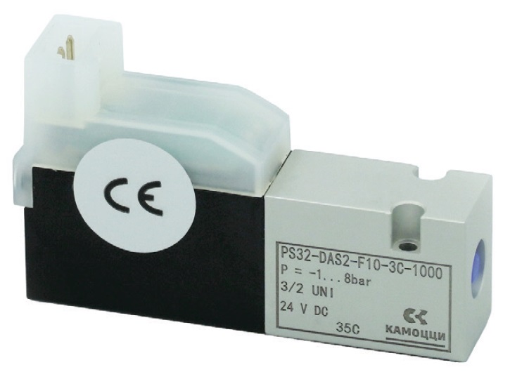 PS32-DAS2-F10-3C-1000 CAMOZZI - Быстродействующий пневмораспределитель, 3/2 НО/НЗ, 24 V DC, 3/5 мс вкл/выкл