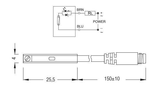 DC01 R M8 AIGNEP - Датчик положения герконовый, НО, разъём M8 с каб. 0.3 м
