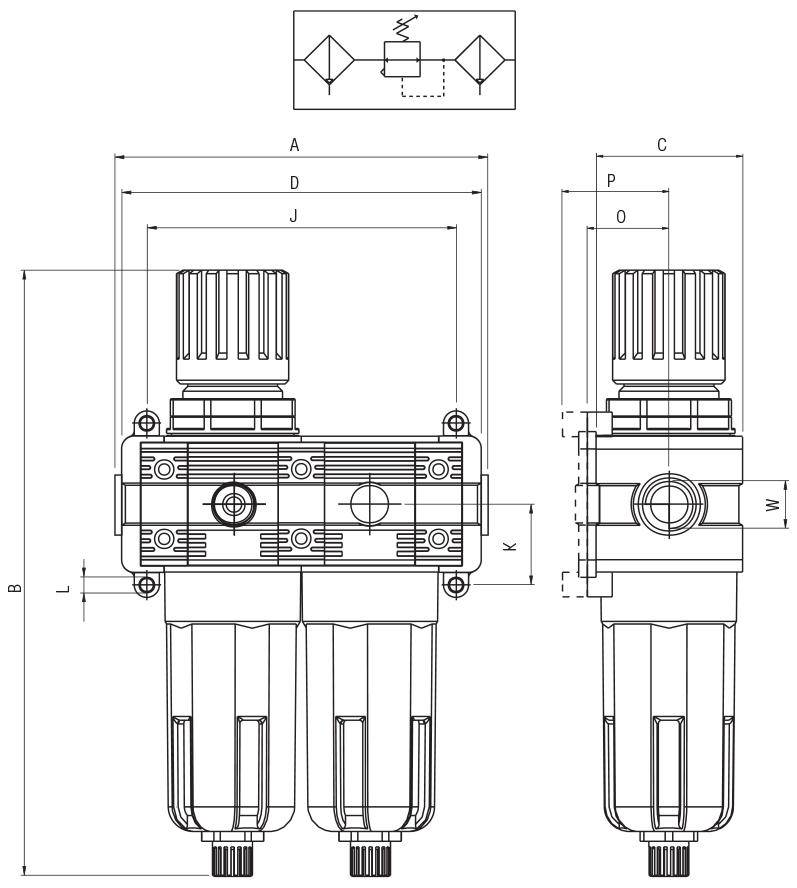 T450 103 431 000 AIGNEP - Блок подготовки воздуха, G1/4, 8 бар, 0.01 мкм, полуавт. конд.-отвод