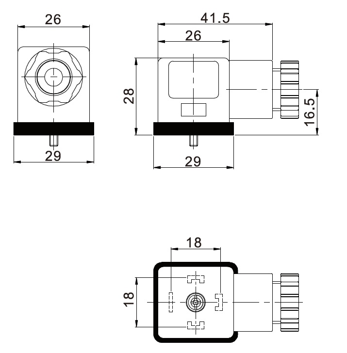 DA-A2L EMC - Разъем с индикацией DIN 43650, тип A 18 мм, 4-пин, 110-220 V AC